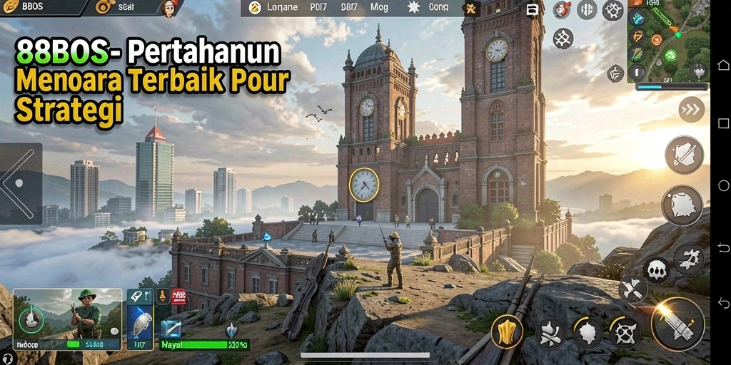 Tampilan gameplay <strong>88BOS</strong> menampilkan menara yang strategis dan musuh yang menantang.