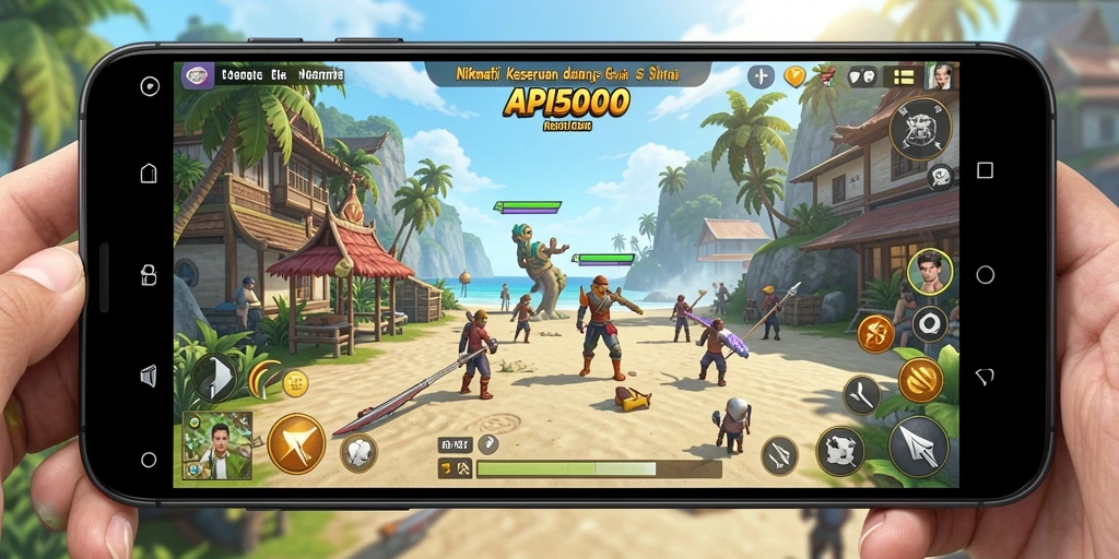 Tangkapan layar utama menunjukkan aksi seru dalam game Casual API5000.