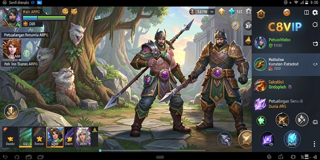 Screenshot gameplay C8VIP menunjukkan aksi mendebarkan di dunia fantasi.