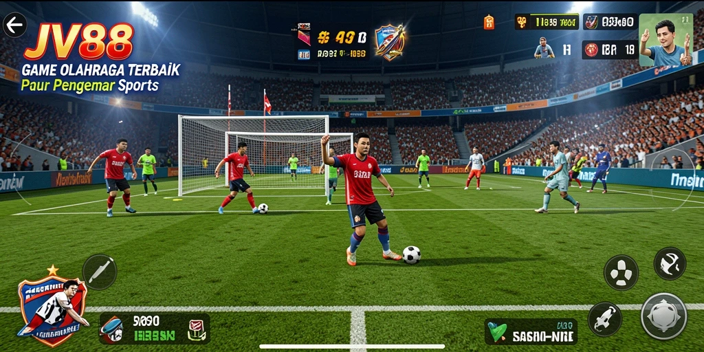 Tampilan gameplay JV88 yang menampilkan aksi olahraga yang mendebarkan.