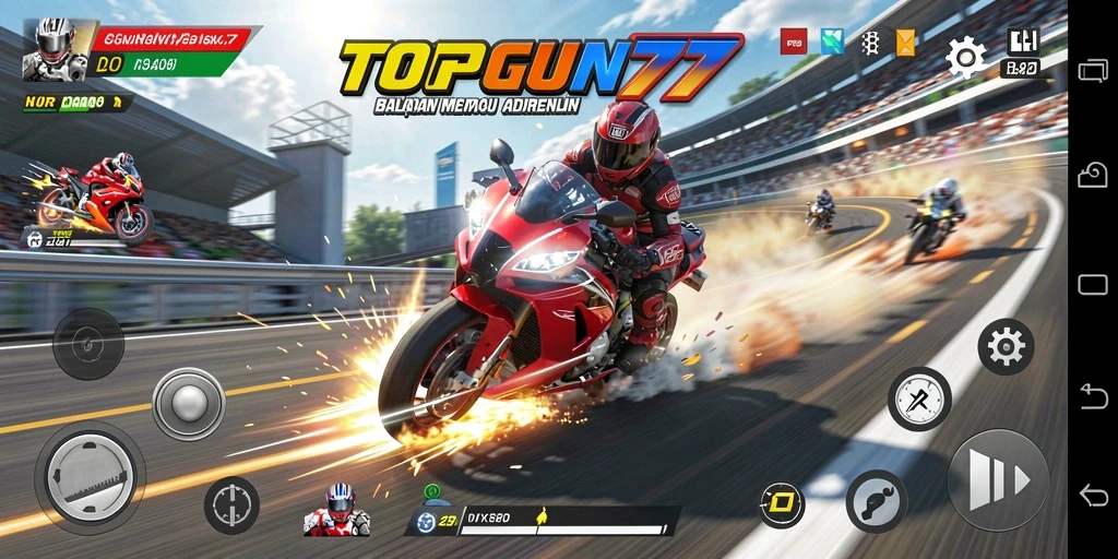 Gameplay seru dari TOPGUN77 yang memacu adrenalin balap.