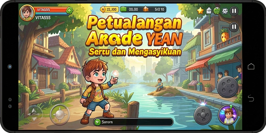 Screenshot VITA555 menunjukkan gameplay yang dinamis dan penuh warna.